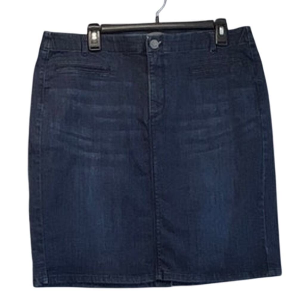 J.Jill Womens 14 Medium dark Denim Smooth Fit Knee Length skirt Preppy/Casual